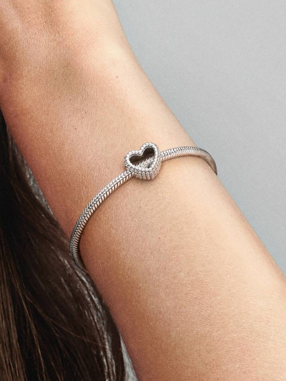 Pandora Beaded Heart Charm - Silver
